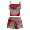 Womens Slim-fit Cropped Camisole And Striped Shorts Set by Ricaloux