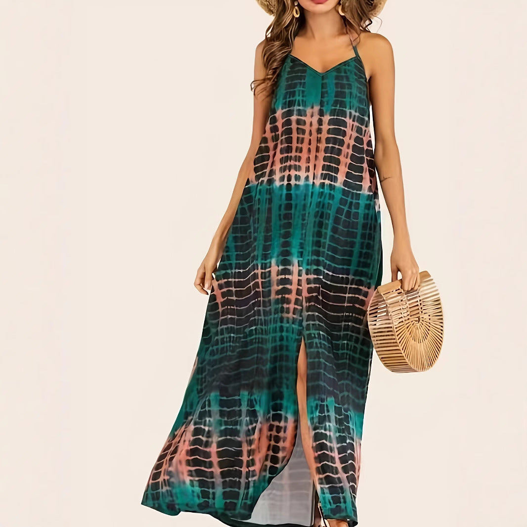Fashionable Slit Loose-fit Strap Dress In Green by Ricaloux
