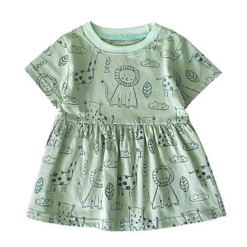 Children's Cotton Baby Girl Clothes Cartoon Printed Summer Dress - RICALOUX