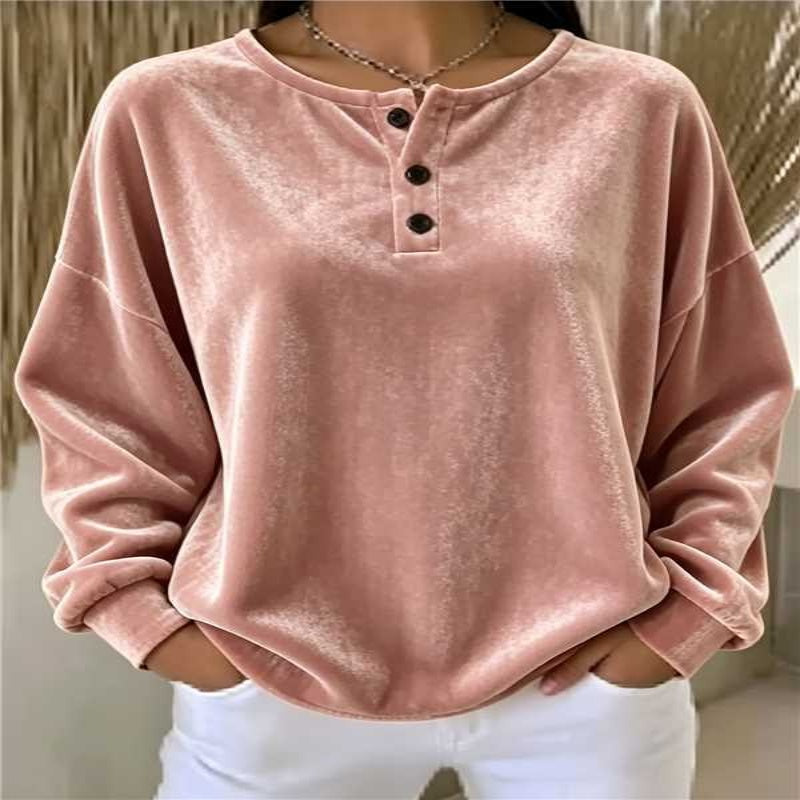 New Loose-fitting Velvet Button Casual Fashion Sweatshirt – Premium 0 | RICALOUX