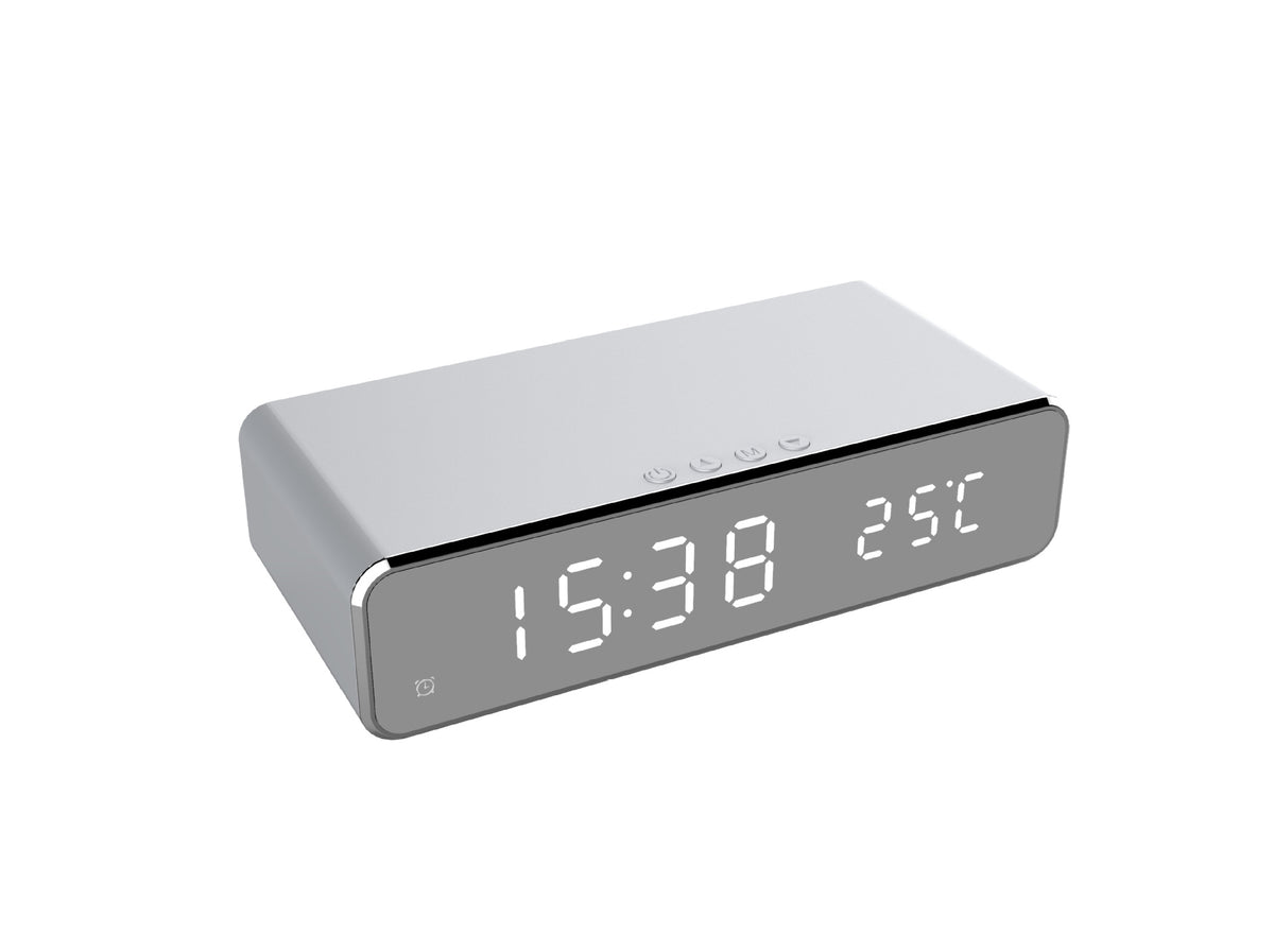 LED Electric Alarm Clock With Wireless Charger Desktop Digital Despertador Thermometer Clock HD Mirror Clock Watch Table Decor – Premium 0 | RICALOUX