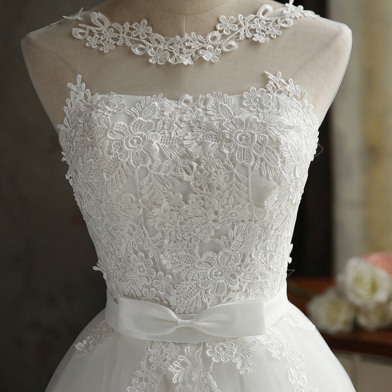 Bandage Back Lace Bridesmaid White Dress - RICALOUX