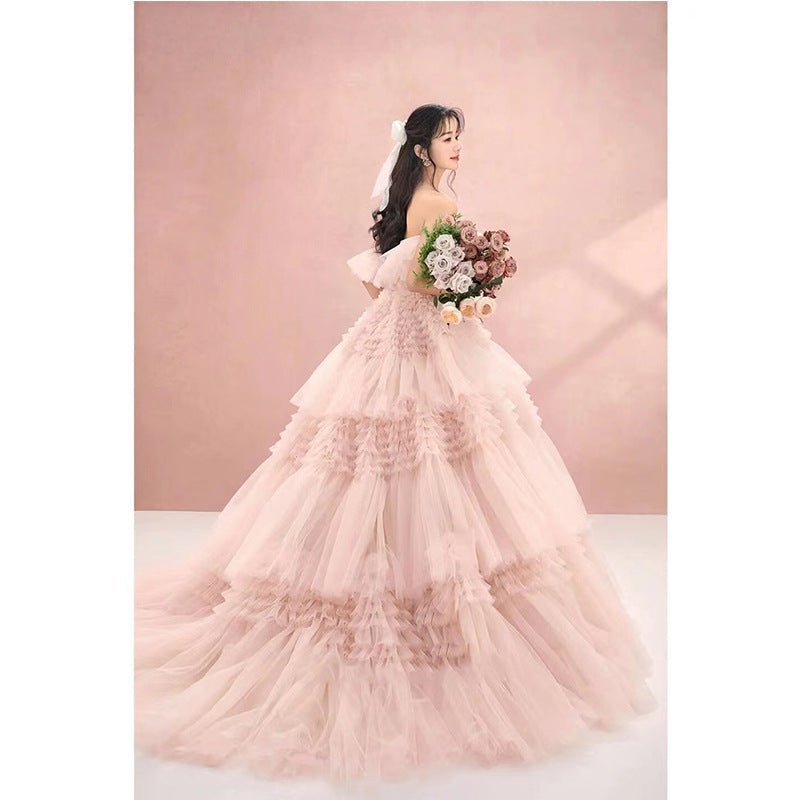 Street Photography Pettiskirt Colored Mesh Temperament Banquet Light Wedding Dress - RICALOUX