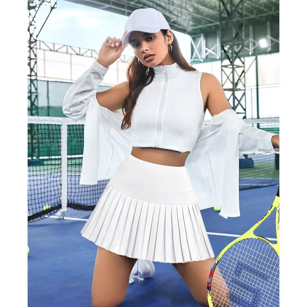 Fashionable Pleated High-waisted Skirt With Anti-exposure Design by Ricaloux