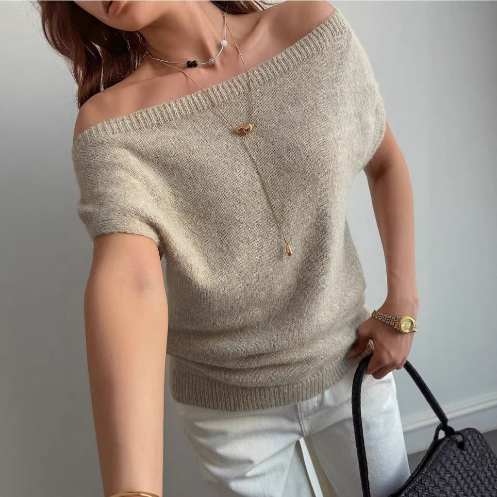 Womens Off-shoulder Short-sleeve Knit Top – Premium 0 | RICALOUX