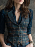 Retro Lapel Plaid Wool Vest – Premium 4 | RICALOUX