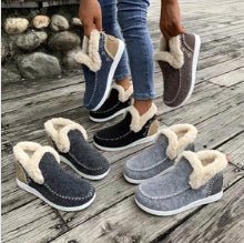 Fleece-lined Thick Plush Boots Warm Sewing Flat Cotton Shoes Winter Ankle Boot - RICALOUX