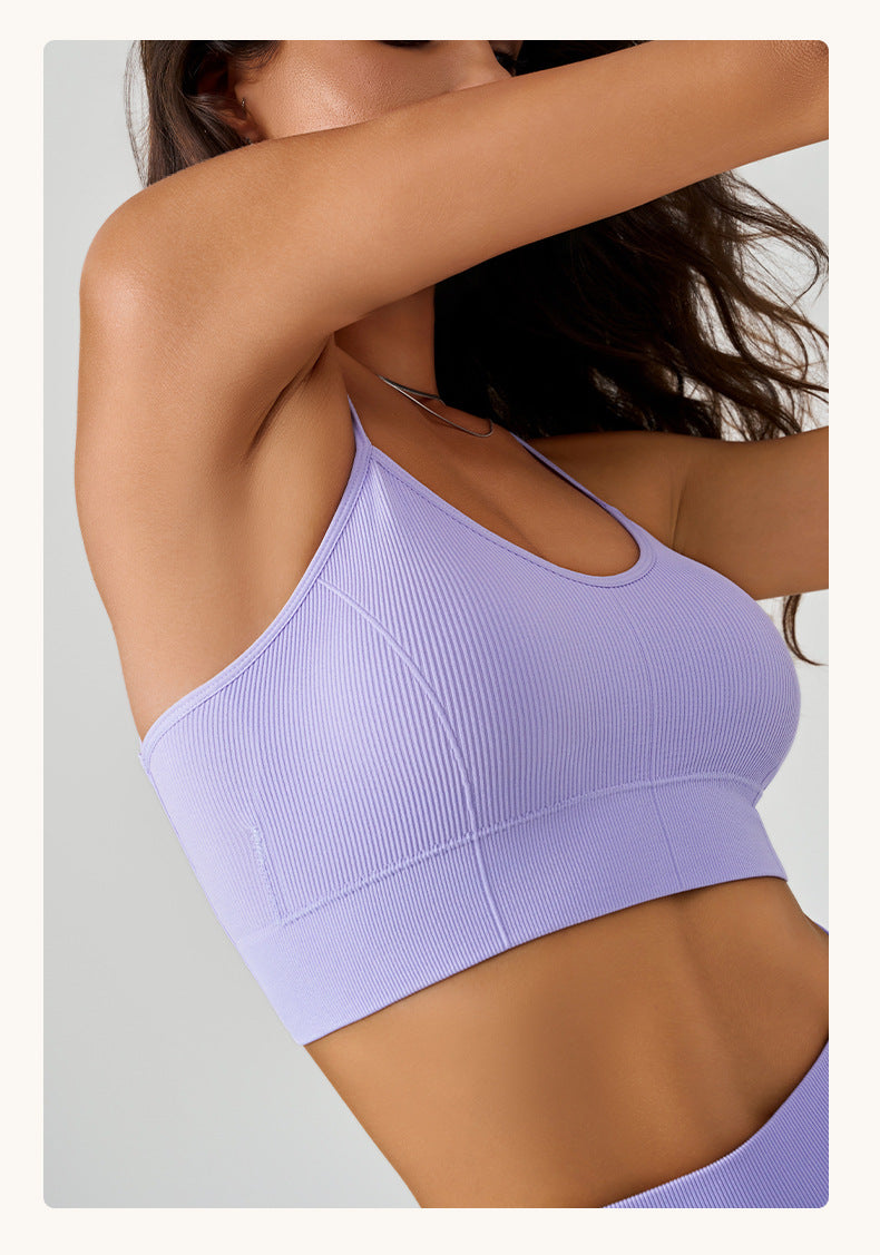 Cross-Back Yoga Sports Bra High-Waisted Tummy Control Peach Butt Yoga Tank Top Set by Ricaloux