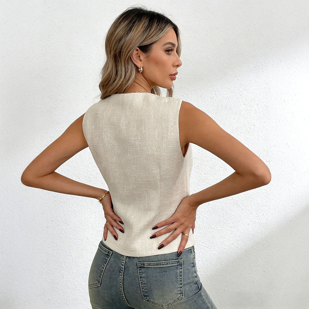 Sleeveless Shirt Elegant Button-front Top For Summer – Premium 0 | RICALOUX