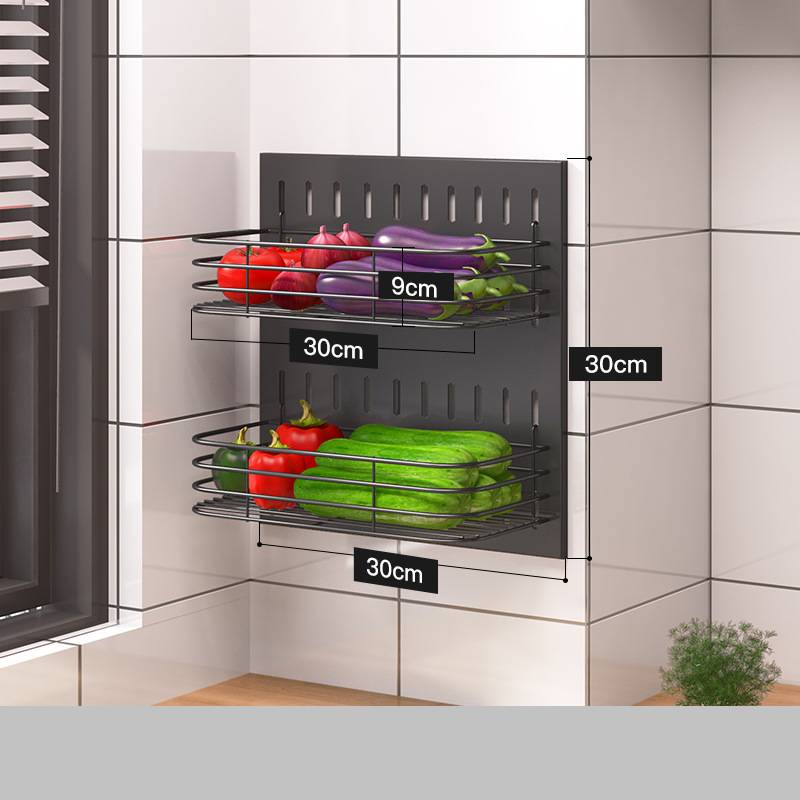 Stainless Steel Kitchen Wall Mounted Kitchen Storage Rack Hole Plate - RICALOUX