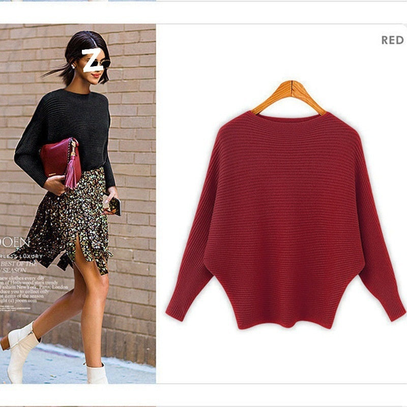 Halter-neck Batwing-sleeve Loose-fit Knit Sweater – Premium 0 | RICALOUX