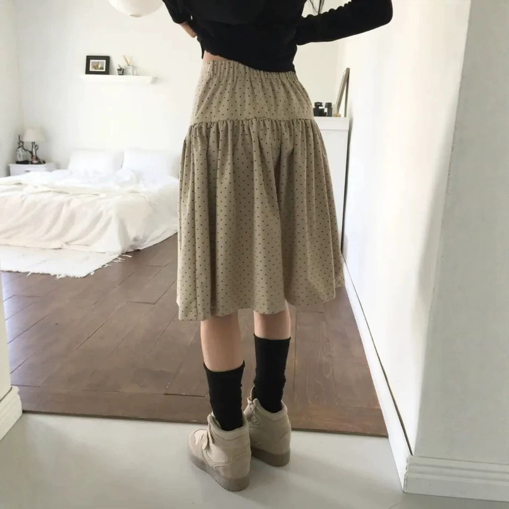 Korean-style Sweet And Versatile Polka-dot Age-reducing Skirt by Ricaloux