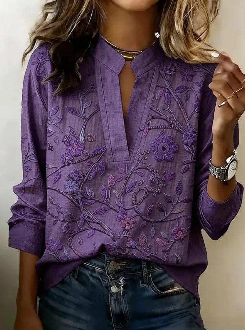 Pullover Versatile Spring Summer Long-sleeve Blouse Top by Ricaloux
