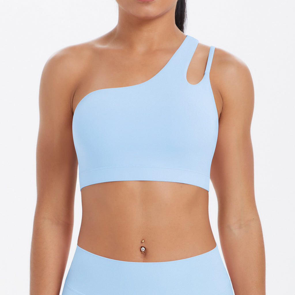 One-Shoulder Back-Slimming Yoga Bra Nude-Looking Push-Up Sports Underwear – Premium 0 | RICALOUX