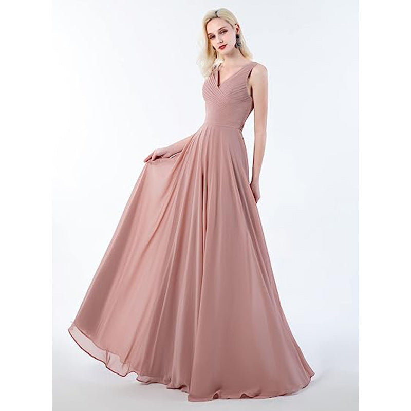 Women's V-neck Slim-fit Chiffon Dress by Ricaloux