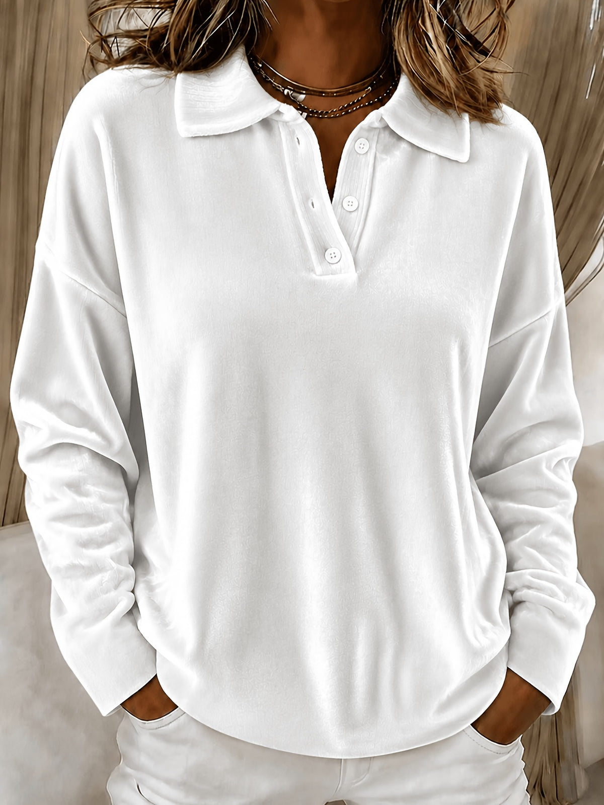 Relaxed And Versatile Long-sleeved Polo Shirt With A Turned-up Collar – Premium 0 | RICALOUX