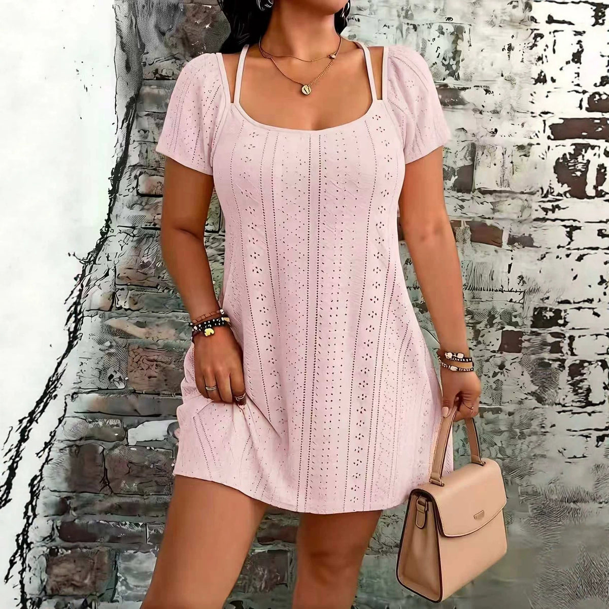 Fashionable Square-neck Short Camisole Dress by Ricaloux