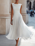 Draped Neck Sleeveless Pleated Midi Dress – Premium 4 | RICALOUX