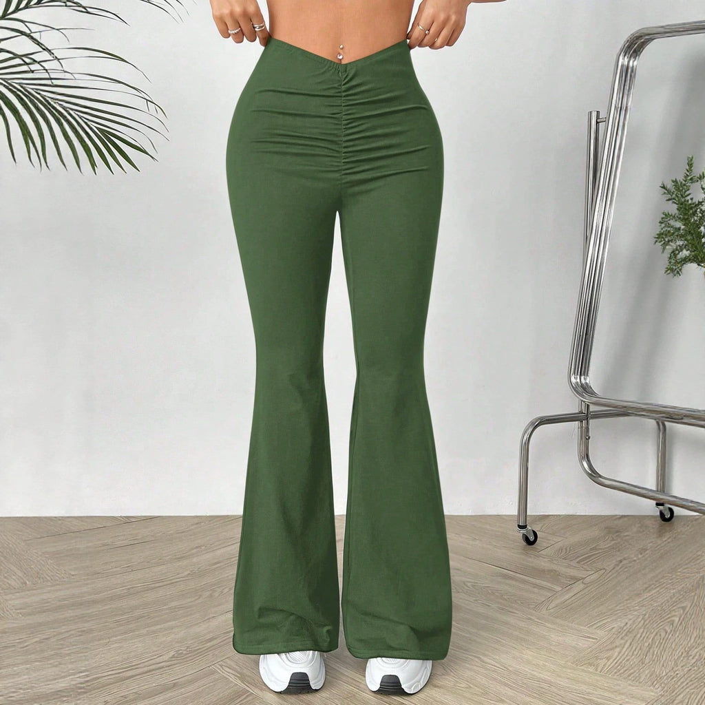 Womens V-waist Stretchy Bootcut Trousers by Ricaloux