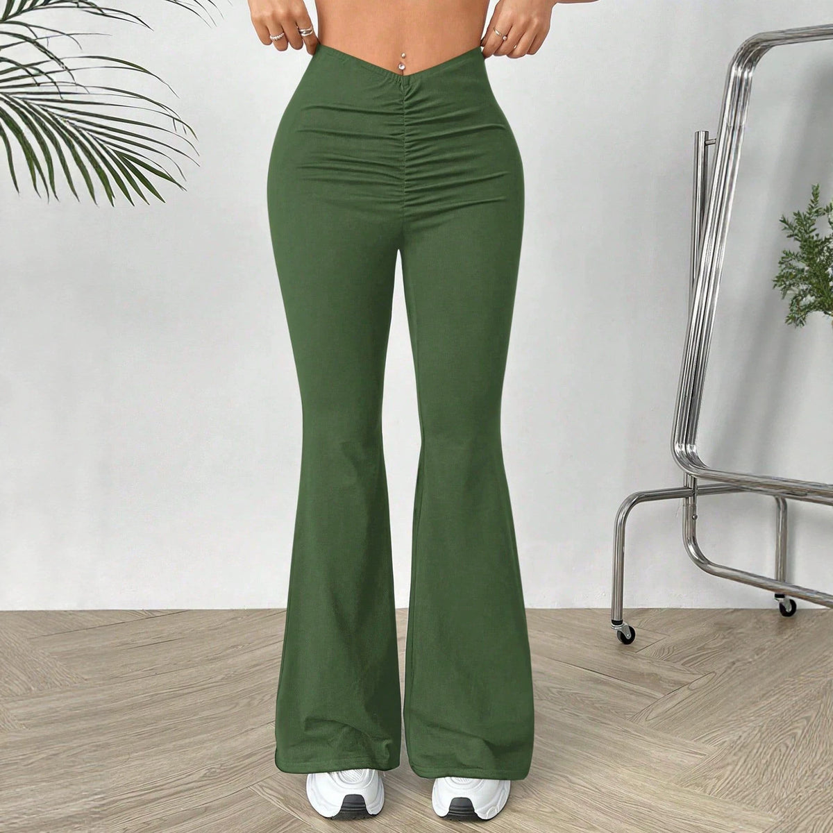 Womens V-waist Stretchy Bootcut Trousers by Ricaloux
