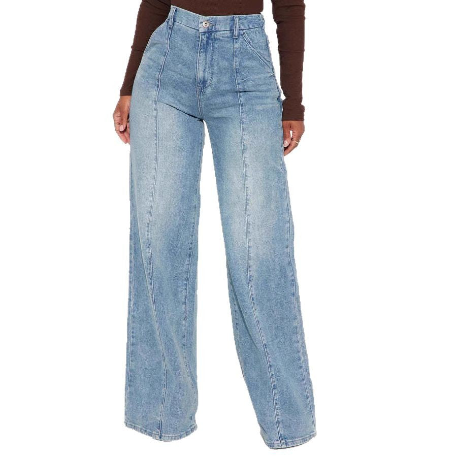 Straight-leg Washed Street-style Womens Jeans by Ricaloux