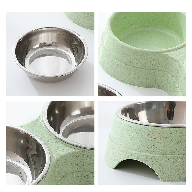Double Pet Bowls Dog Food Water Feeder Stainless Steel Pet Drinking Dish Feeder Cat Puppy Feeding Supplies Small Dog Accessories by Ricaloux