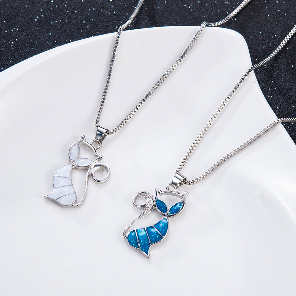 Pendant Blue Opal Necklace Jewelry Gift for Women by Ricaloux