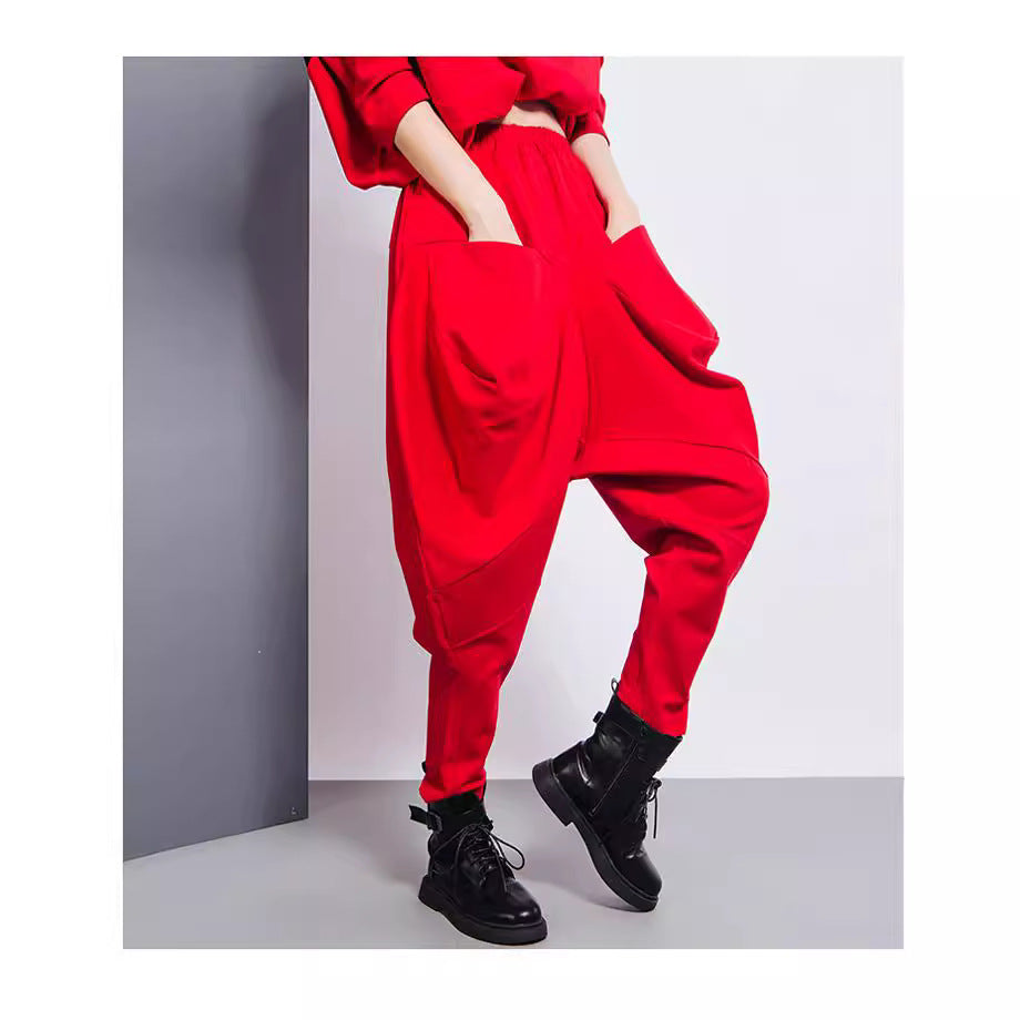 Wide-leg Womens Pants With An Elastic Waist A Stylish Three-dimensional Design by Ricaloux