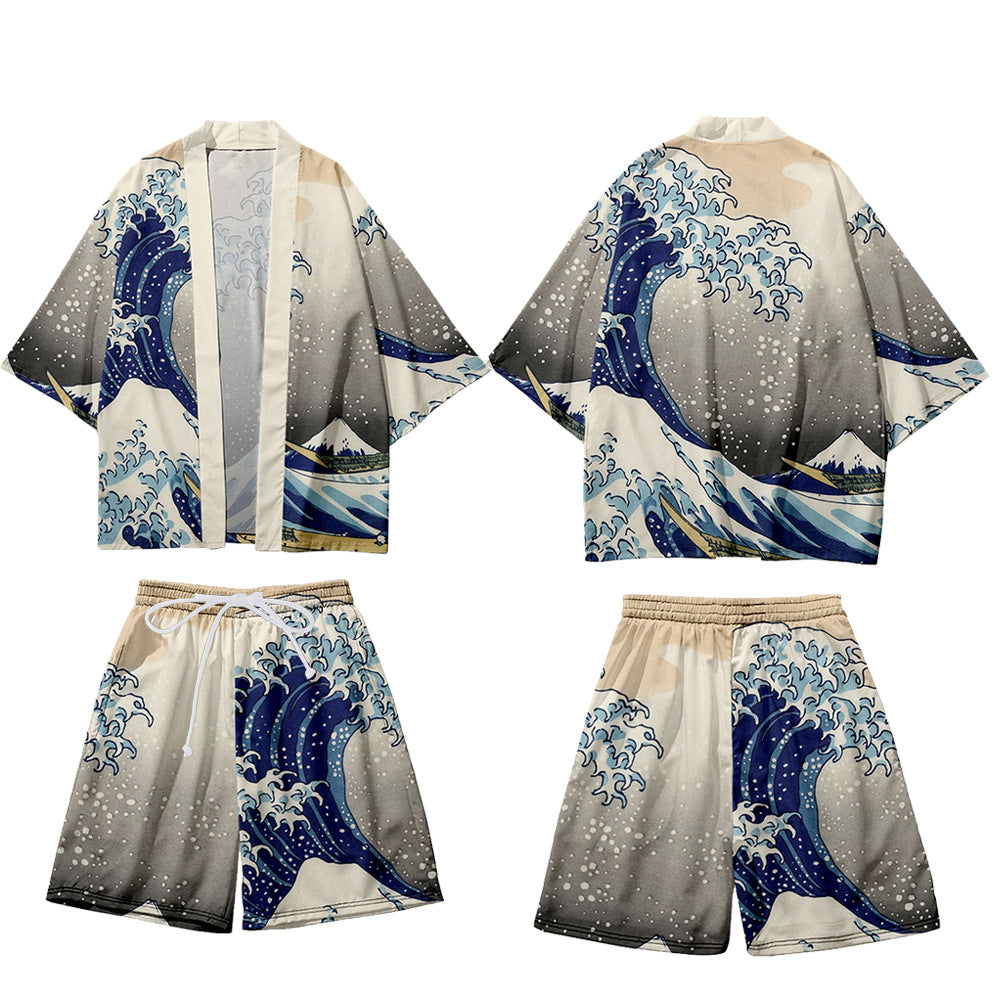 Printed Casual Kimono-style Mid-sleeve Wrap For Couple Outfits – Premium 0 | RICALOUX