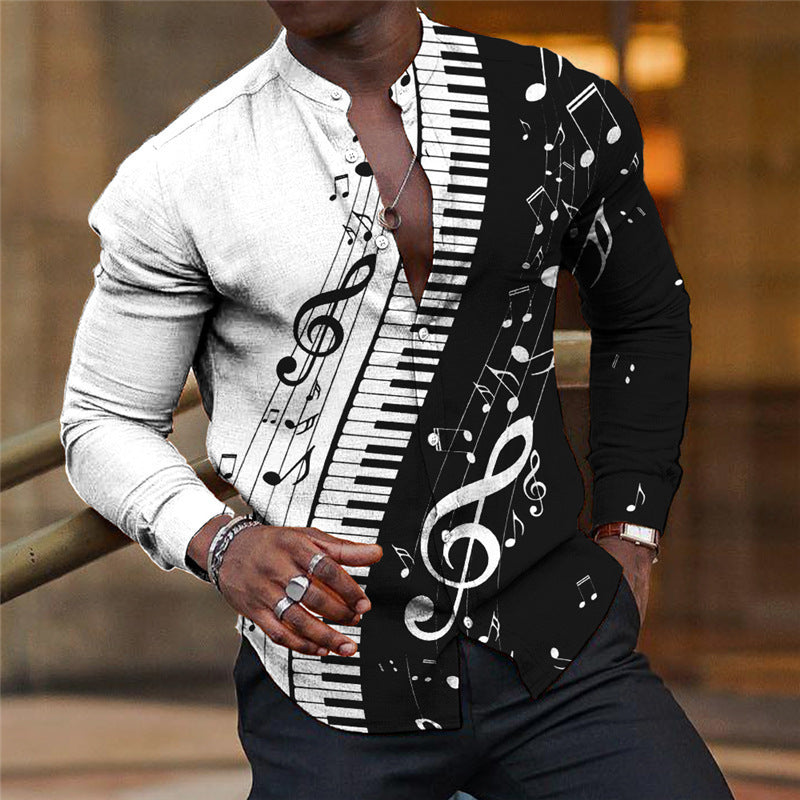 Mens Breathable Long-sleeve Printed Shirt by Ricaloux