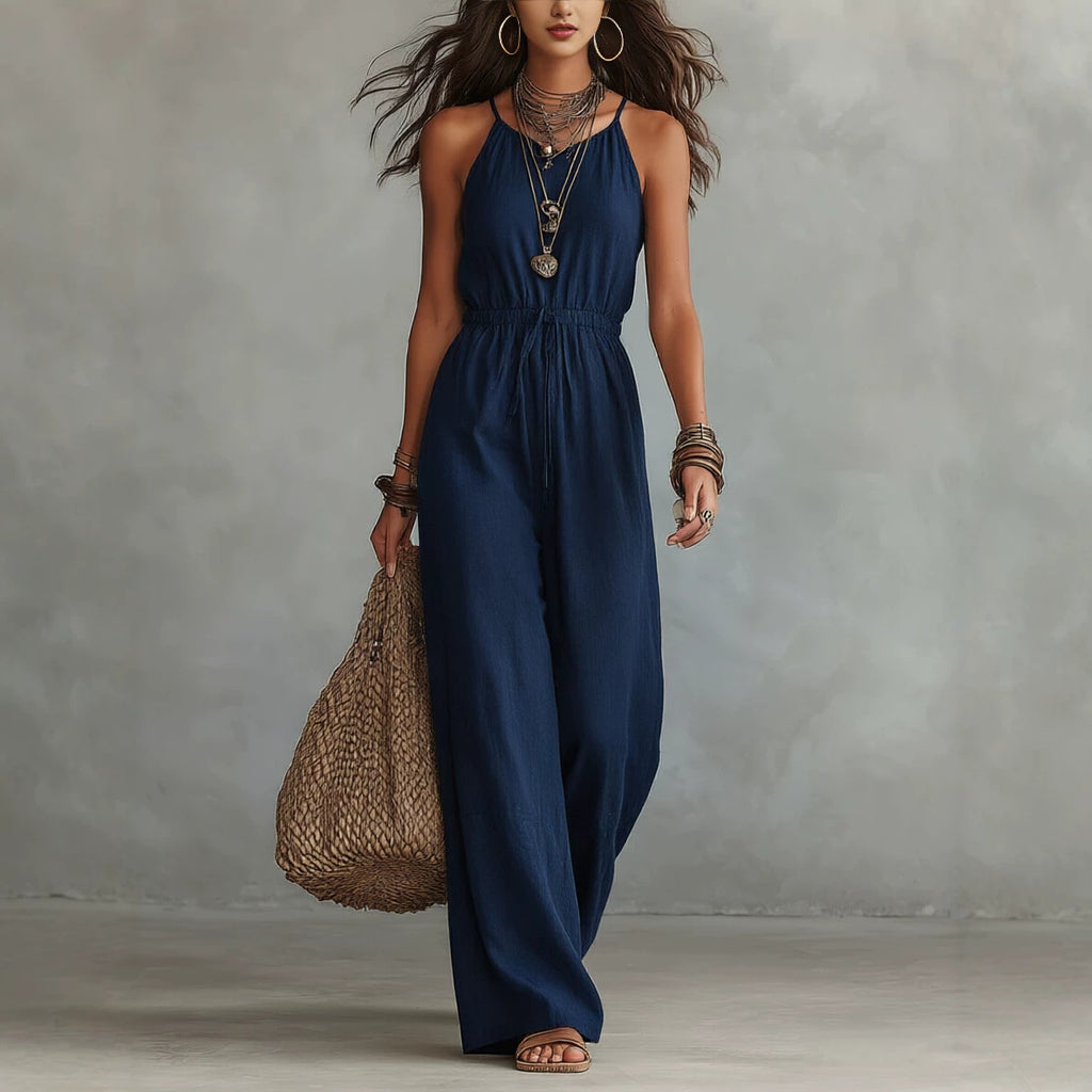 Womens Strap-style Loose-fit Wide-leg Casual Jumpsuit – Premium 0 | RICALOUX