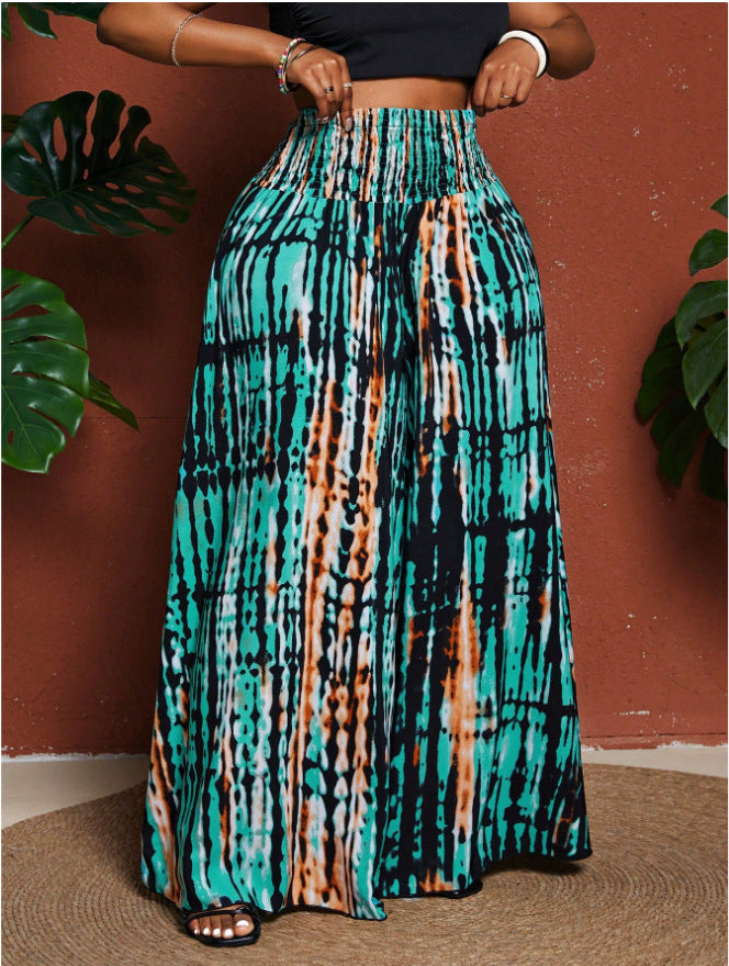 Plus-size Fashionable Printed Casual Pants For Women Outerwear Style With A Waistband by Ricaloux
