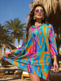 Printed Beach Three Quarter Sleeve One Piece Swimsuit Cover Up – Premium 0 | RICALOUX