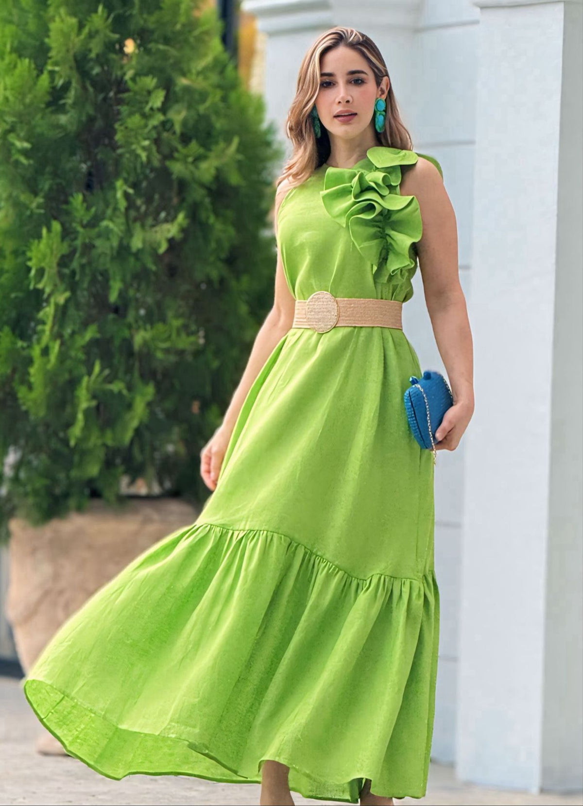 Ruffled-Trim Round-Neck Sleeveless Fashionable Casual Dress – Premium 0 | RICALOUX