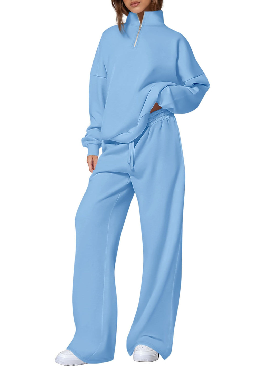 Springautumn Half-zip Sweatshirt And Straight-leg Pants Sportswear Travel Set by Ricaloux
