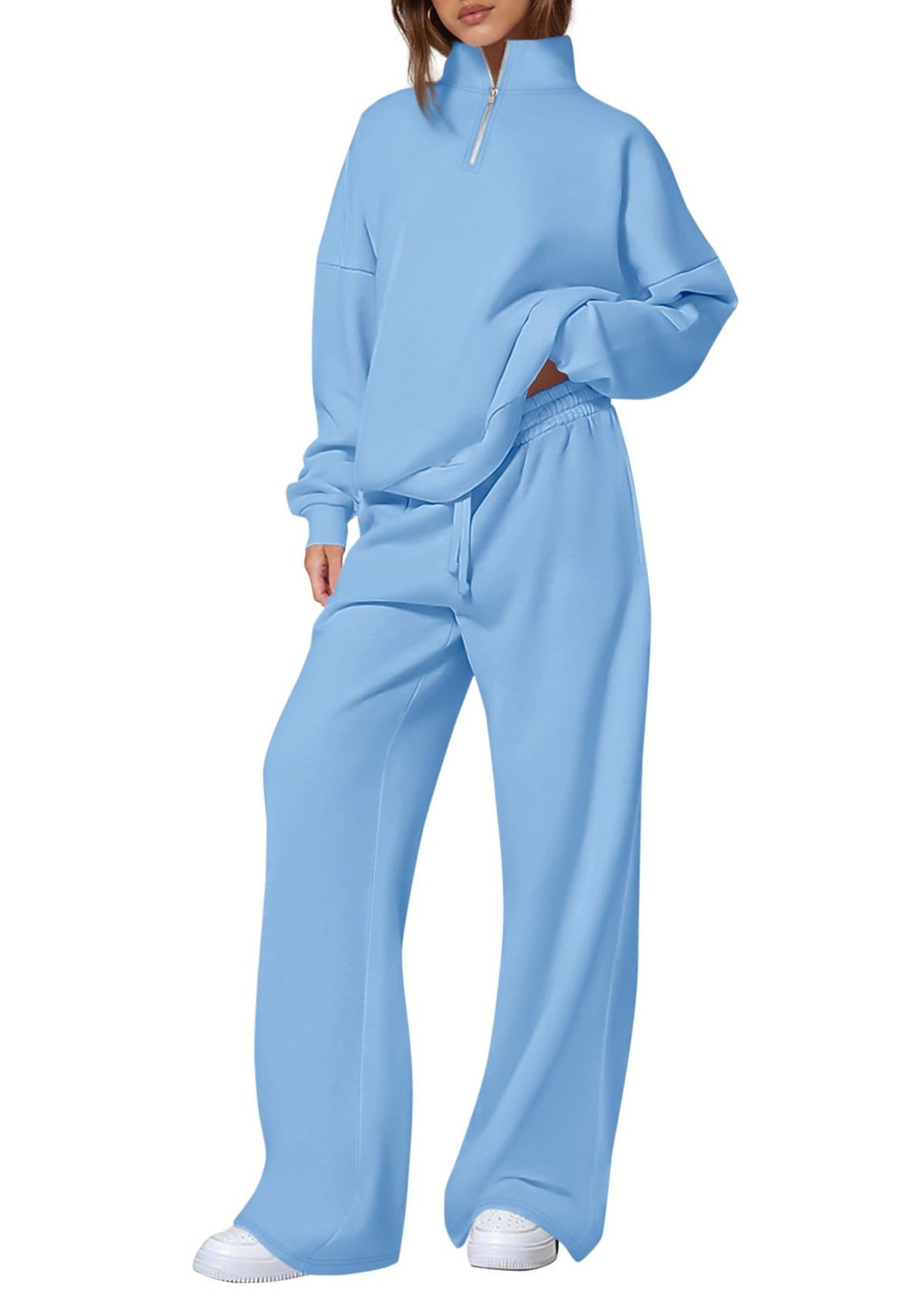 Springautumn Half-zip Sweatshirt And Straight-leg Pants Sportswear Travel Set by Ricaloux