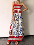 Small-fish Strap Printed New Long Dress One-piece Dress by Ricaloux