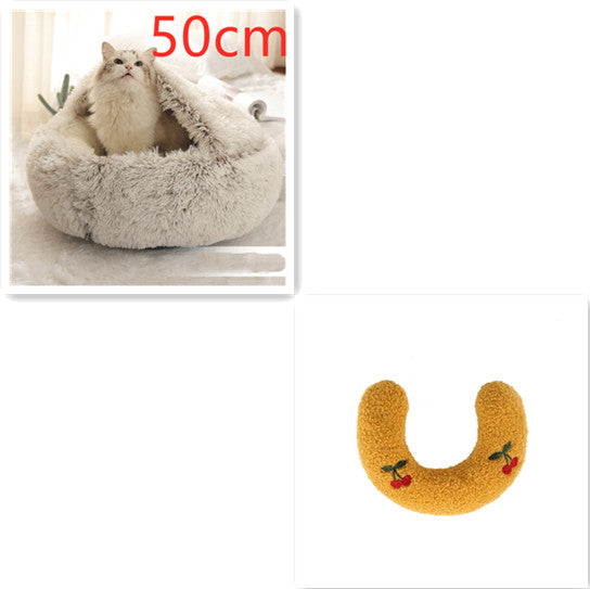 2 In 1 Dog And Cat Bed Pet Winter Bed Round Plush Warm Bed House Soft Long Plush Pets Bed Pet Products by Ricaloux
