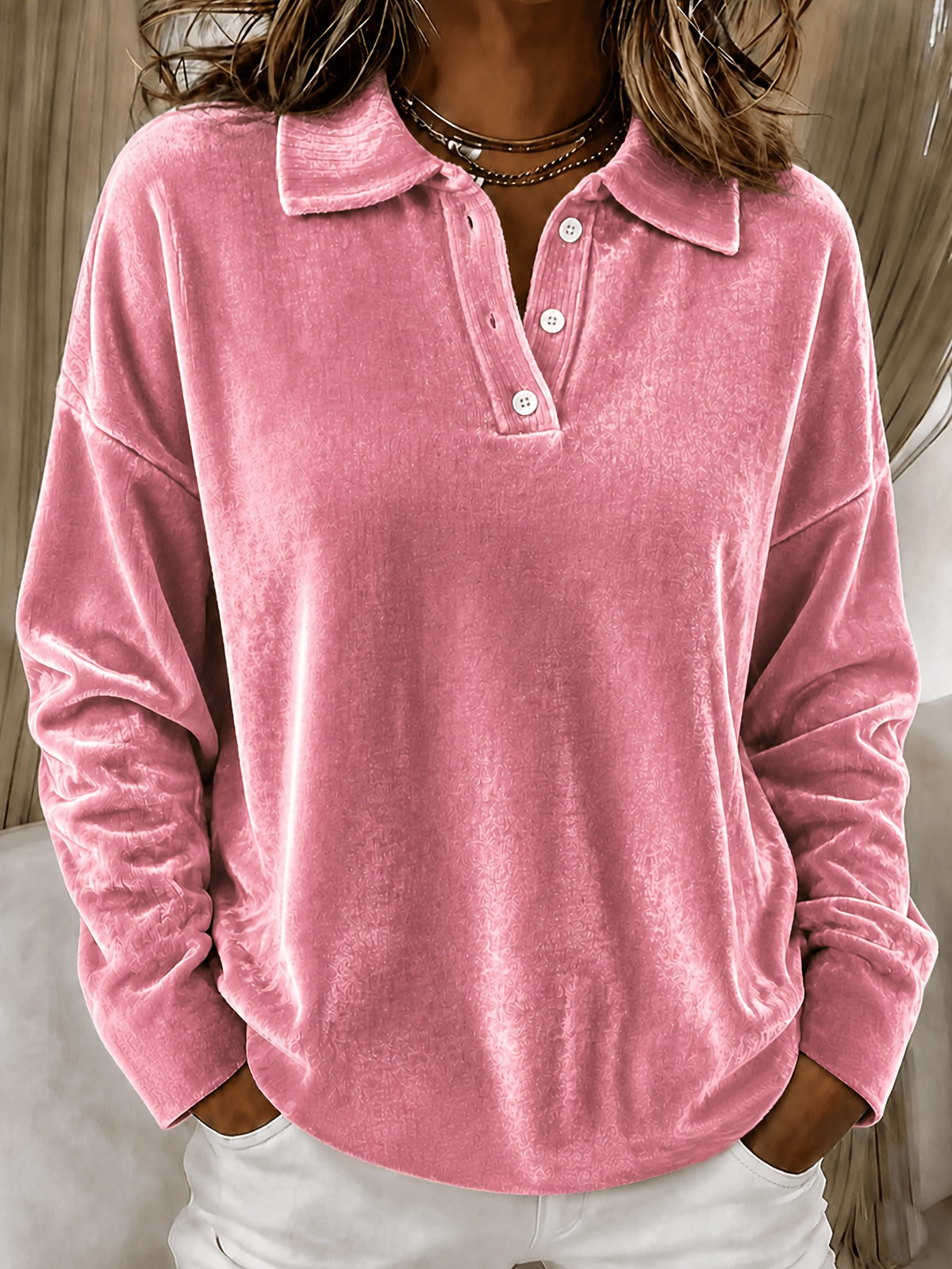 Relaxed And Versatile Long-sleeved Polo Shirt With A Turned-up Collar – Premium 0 | RICALOUX