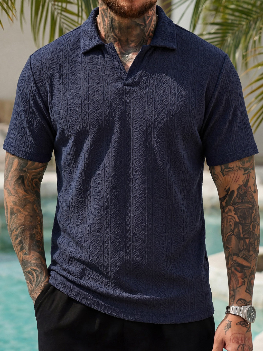 Summer New Arrival Mens Jacquard Polo Shirt by Ricaloux