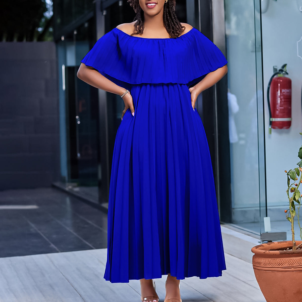 Springs New Sexy Off-shoulder Pleated Dress by Ricaloux