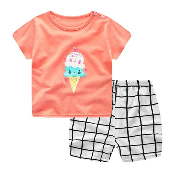 Cartoon Clothing Baby Boy Summer Clothes T-shirt Baby Girl Casual Clothing Sets - RICALOUX