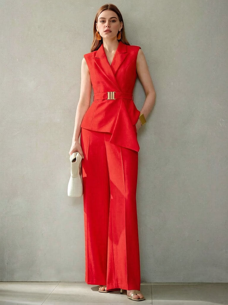 Womens Elegant And Fashionable Two-piece Set Of Top And Pants – Premium 0 | RICALOUX