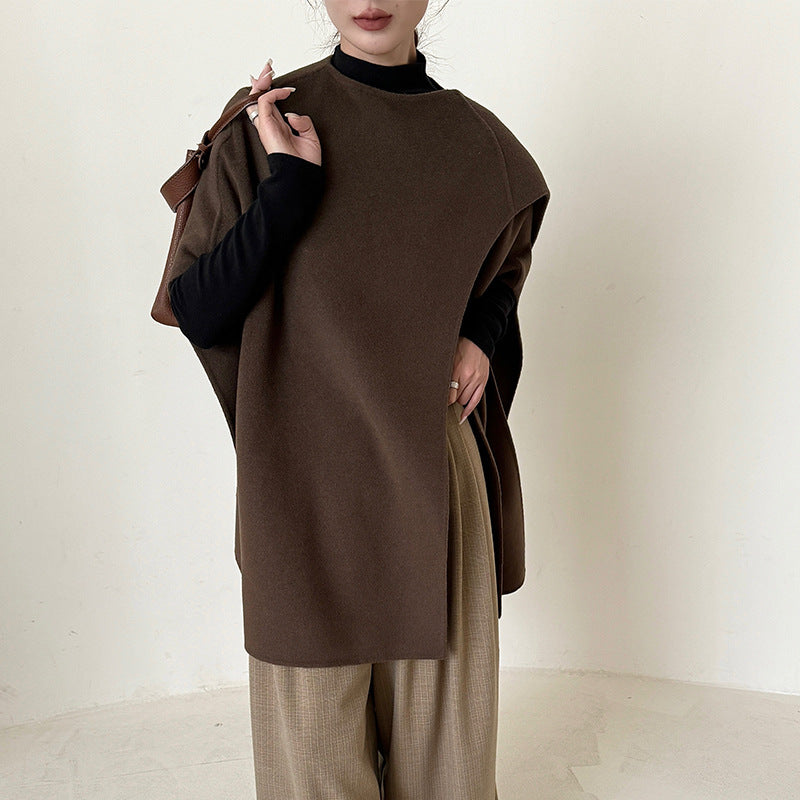 Womens Double-Sided Wool Cape Shawl Coat Jacket – Premium 0 | RICALOUX
