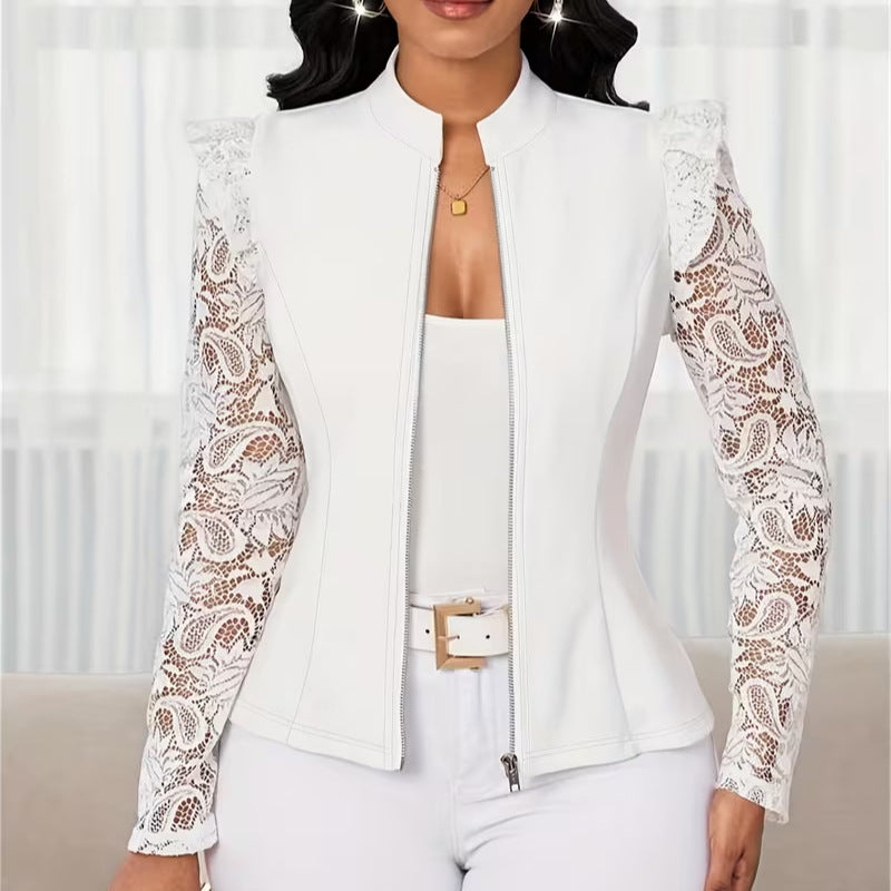 Womens Casual Cardigan-Style Blazer With A Crew Neck – Premium 0 | RICALOUX