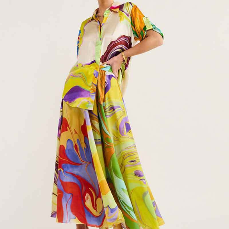 Women's Loose Top Pleated Waist Tight Skirt Suit - RICALOUX
