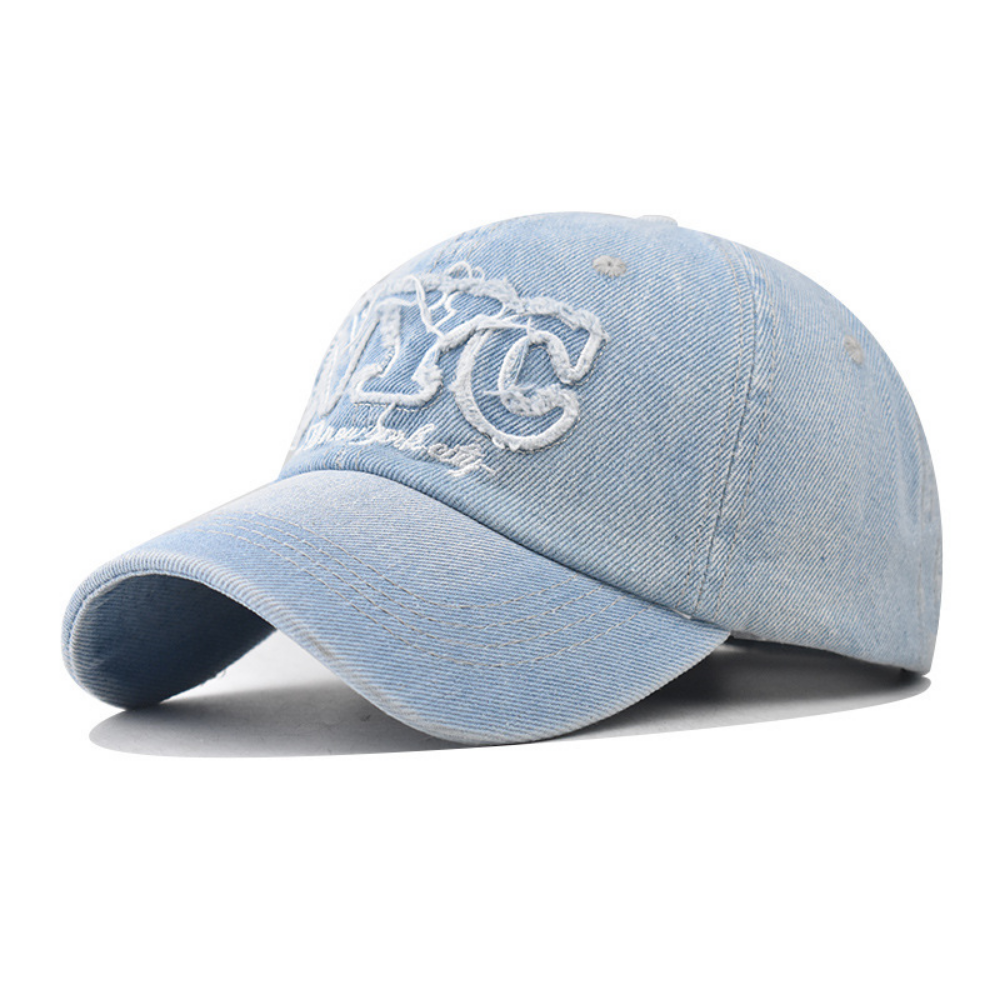 Men And Women Can Both Wear This Distressed NYC Patchwork Letter Embroidery Fashion Retro Style Baseball Cap For Outdoor Outings. It Is Versatile And Suitable For Various Occasions. by Ricaloux