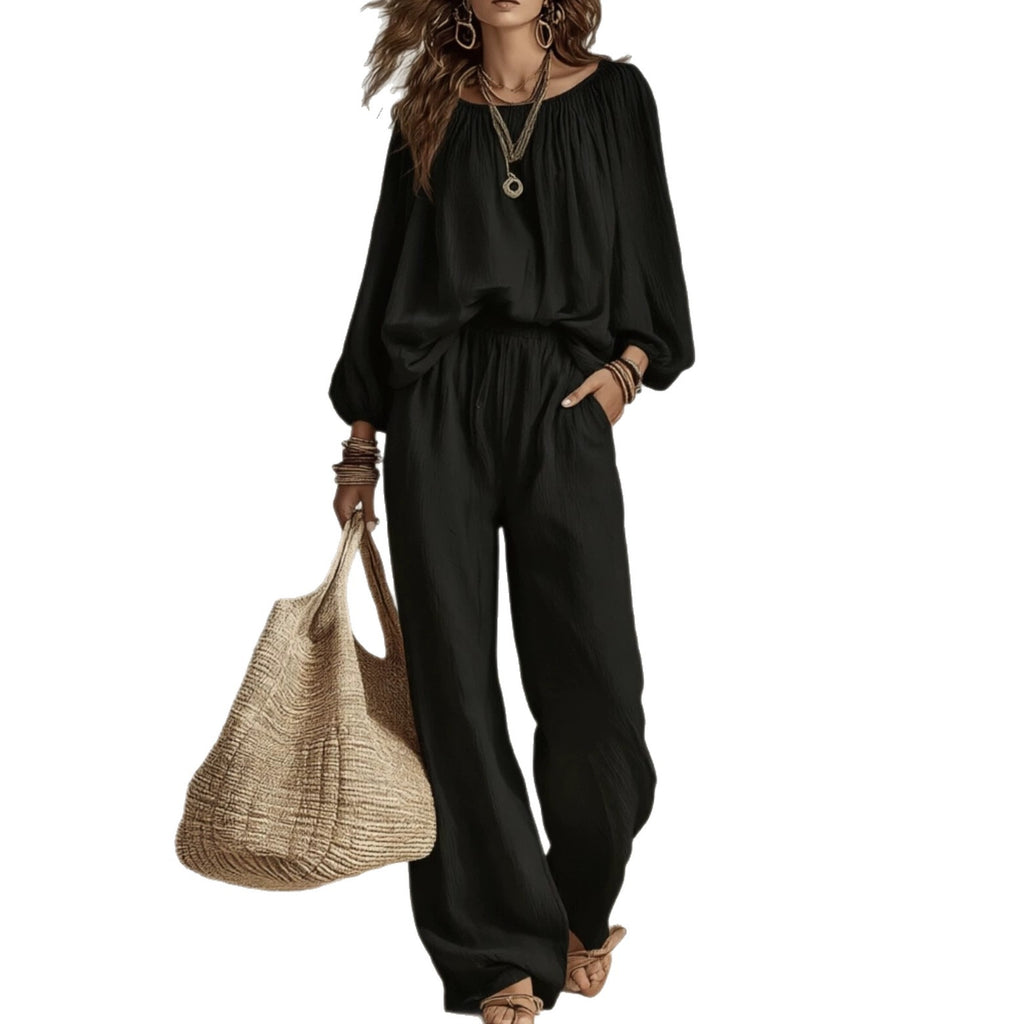 Loose-fitting Top With High-waisted Draping Wide-leg Pants – Premium 0 | RICALOUX