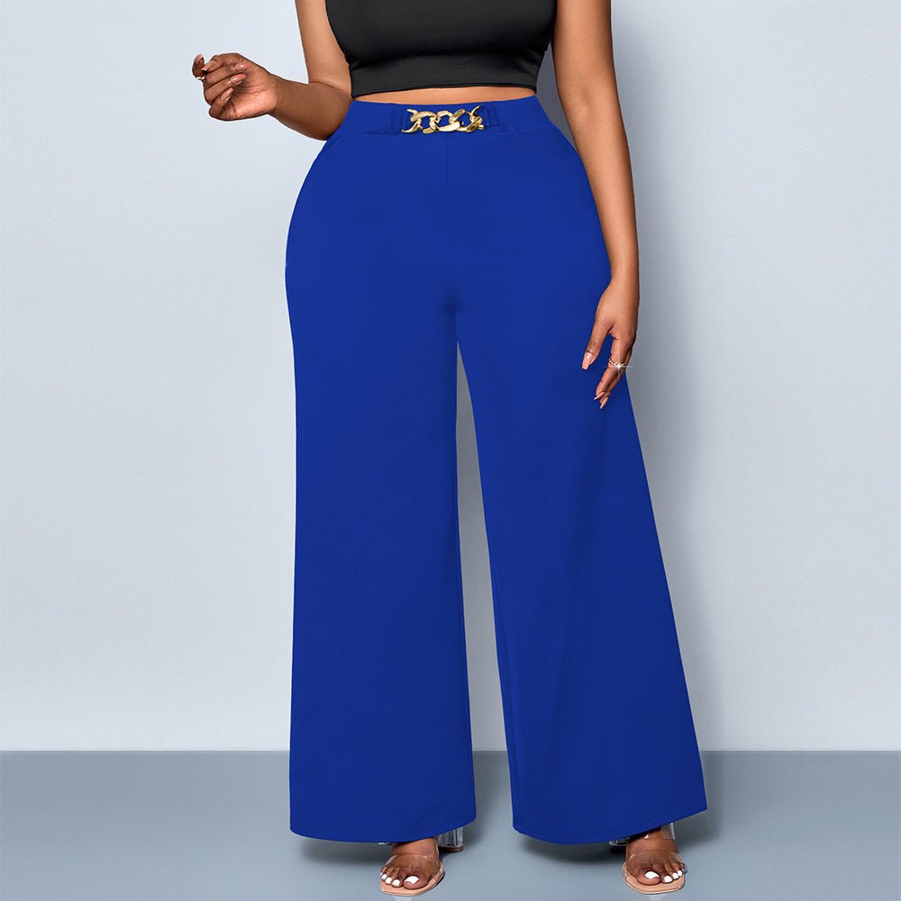 Summer Plus Size Metal Buckle Trousers For Women - RICALOUX