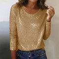 Womens Casual Sequined Crew-neck Long-sleeve Top – Premium 0 | RICALOUX